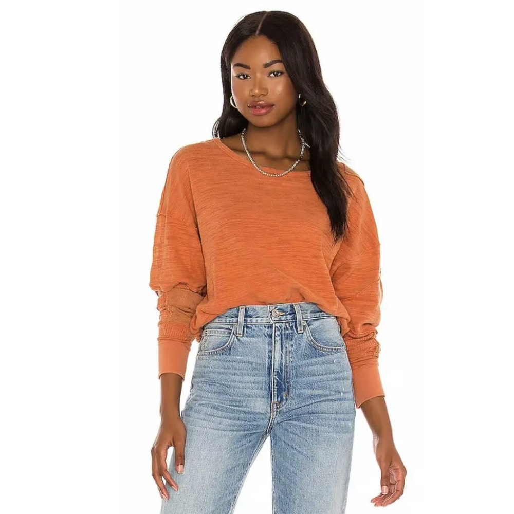 Free People We the Free 5 Star Tee Brick Patchwork Sweater XS